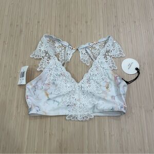 Tularosa white lace water color swimsuit bikini top